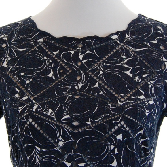 J Crew Unique Cut Out Top in Navy - Picture 4 of 7